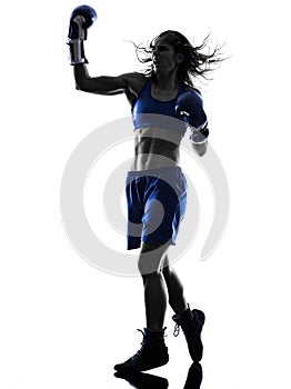 Woman boxer boxing kickboxing silhouette isolated