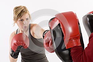 Woman boxing and exercising