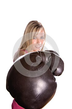 Woman with boxing glove