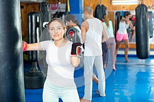 Woman in boxing gloves