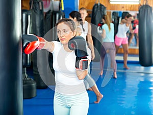 Woman in boxing gloves