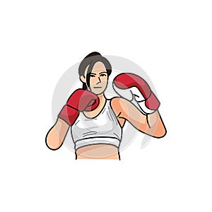 woman boxing mascot illustration creative design