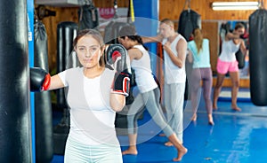 Woman on boxing training