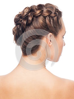 Woman with braid hairdo photo