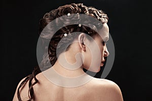 Woman with braid hairdo