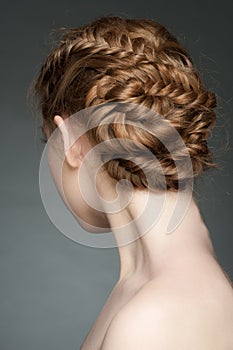 Woman with braid hairdo