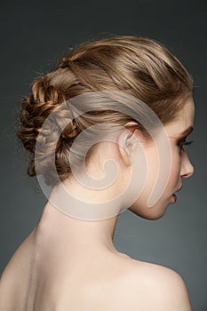 Woman with braid hairdo