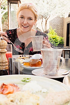 Woman at breakfast