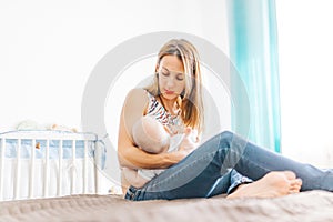 Woman breast feeding