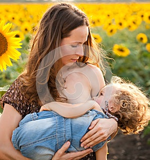 Woman breastfeeding baby