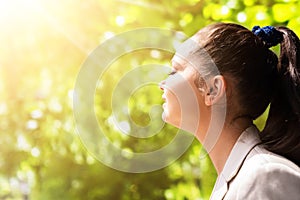 Woman Breathing Clean Air