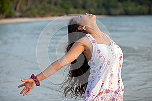 Woman breathing in nature