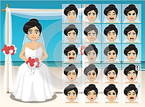 Woman Bride Cartoon Emotion faces Vector Illustration