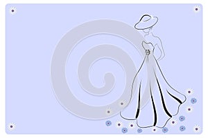 Woman bride wedding blue greeting card