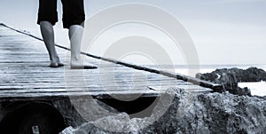 Woman on bridge