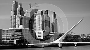 Woman Bridge of Calatraba in Buenos Aires,Puerto Madero, white and Black