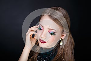 Woman bright make up