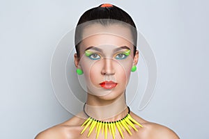 Woman with bright make up photo