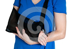 Woman with broken arm