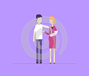 Woman with a broken arm - modern flat design style illustration