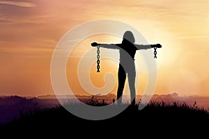 Woman with broken chains.