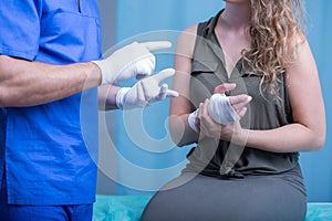 Woman with broken hand