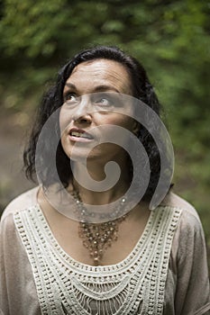 Woman with Brown Hair and Beautiful Brown Eyes