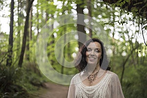 Woman with Brown Hair and Beautiful Brown Eyes