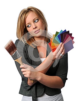 Woman With Brush and Color Swatches