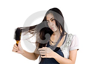 Woman brushing her hair