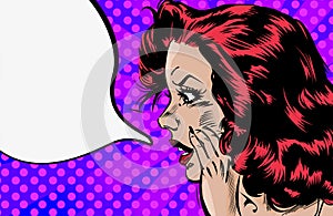 Woman with bubble speech. Comics styled vector