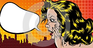 Woman with bubble speech. Comics styled vector