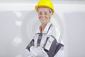 woman builder looking at camera