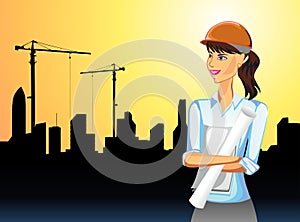 Woman on building activity