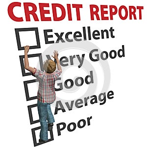 Woman builds up credit report score rating