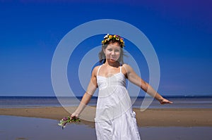 Woman with bunch of flowers