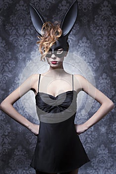 Woman in bunny mask