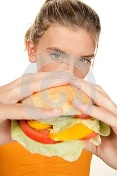 Woman with burger