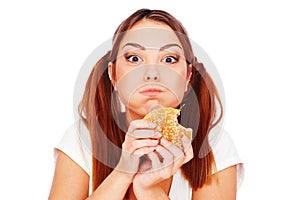 Woman with burger