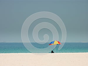 Woman in burqa at beach
