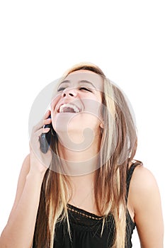 Woman bursting out laughing