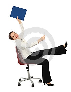 Woman in business dress sitting on chair