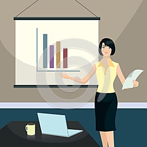 woman in a business presentation. Vector illustration decorative design