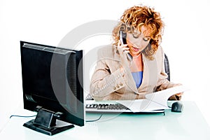 Woman busy on phone call