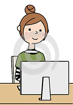 Young woman operating a personal computer
