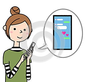 Young woman operating a smartphone