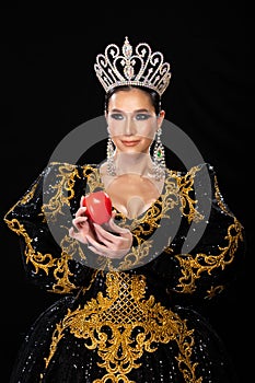 Woman in Cabaret Carnival Fancy Dress Gown with glitter, luxury decoration