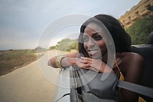 Woman in a cabrio