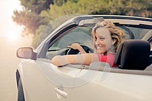 Woman in a cabrio