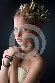 Woman with cactus in her